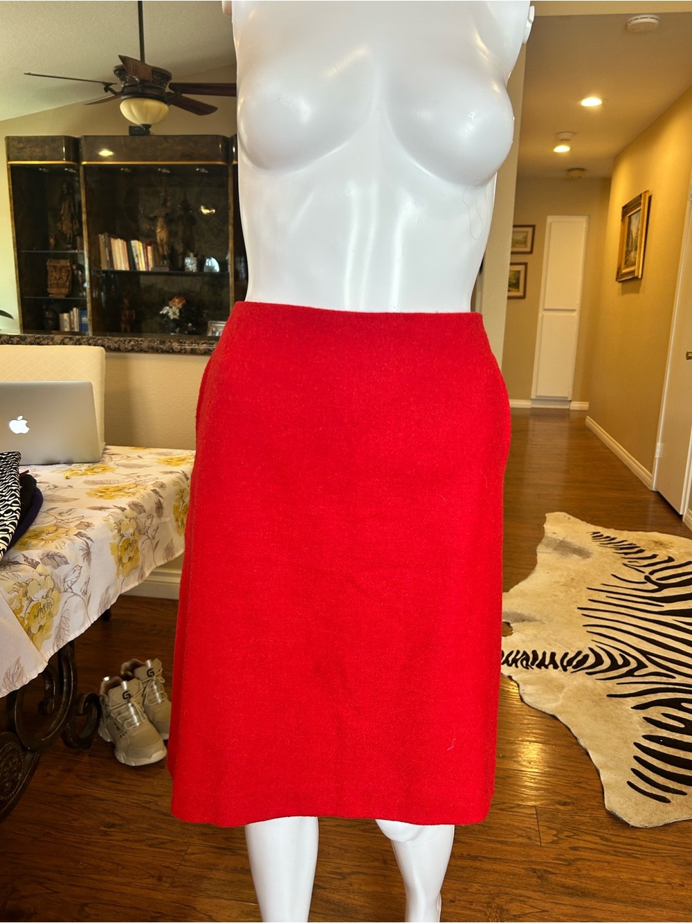 Talbots Bright Red Wool Pencil Skirt